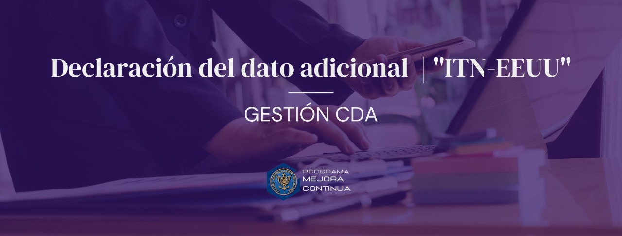 GESTIÓN CDA: Declaración del dato adicional ITN - EEUU